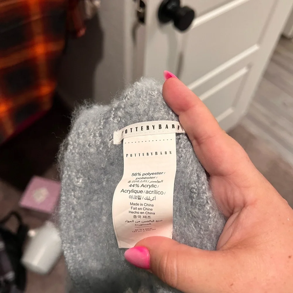 Pottery Barn Light Gray Knit Throw Blanket
